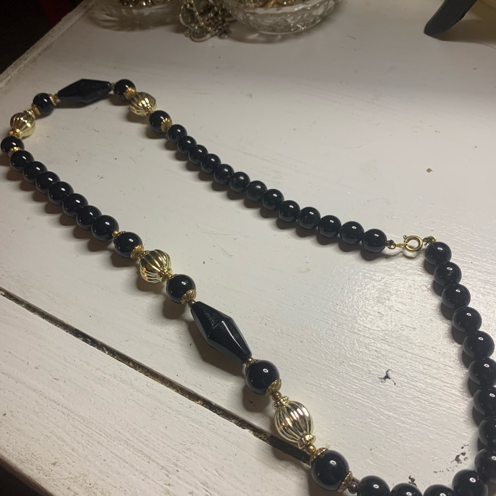 Elegant Black and Gold Beaded Necklace